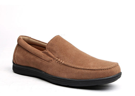 สัมเมอร์ หายใจ ผู้ชายหนัง Loafers สีน้ําตาล รอบ Toe ผู้ชาย Moccasins Suede