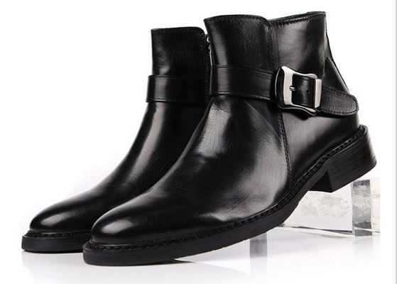 สไตล์อังกฤษ ผู้ชาย Black Buckle Ankle Boots บุคคลบุคคลบุคคลบุคคลบุคคลกระชับกระชับกระชับ