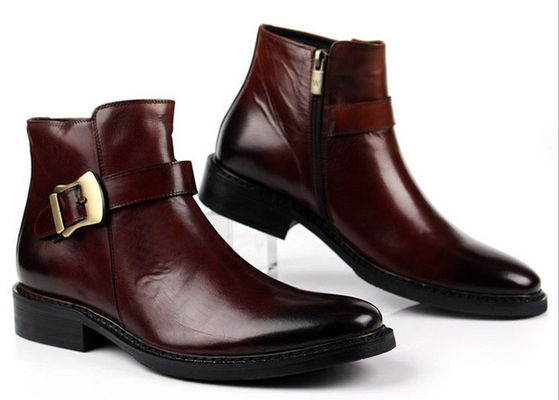 สไตล์อังกฤษ ผู้ชาย Black Buckle Ankle Boots บุคคลบุคคลบุคคลบุคคลบุคคลกระชับกระชับกระชับ