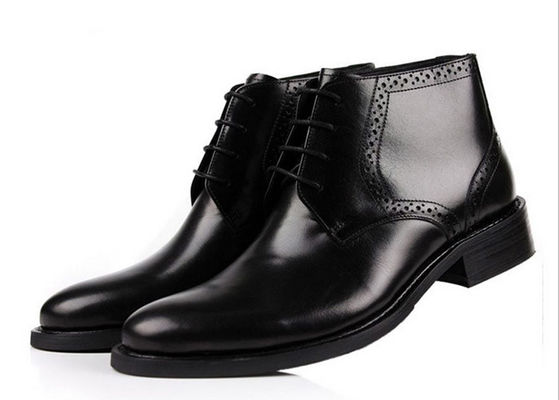 รุ่น Full Grain Leather Mens Ankle Boots รองเท้ากลม สีน้ําตาล / สีดํา รองเท้าแบบทหาร