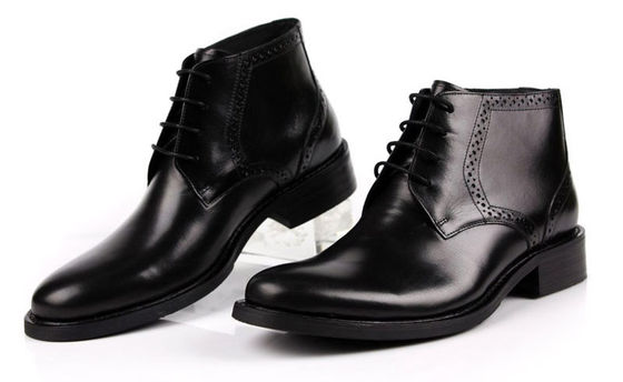 รุ่น Full Grain Leather Mens Ankle Boots รองเท้ากลม สีน้ําตาล / สีดํา รองเท้าแบบทหาร