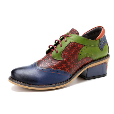 รองเท้า Brogue Oxford ที่ทําด้วยมือ รองเท้าสวมผ้าใบ ผู้หญิง ขนาด 36-42