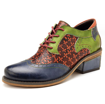 รองเท้า Brogue Oxford ที่ทําด้วยมือ รองเท้าสวมผ้าใบ ผู้หญิง ขนาด 36-42