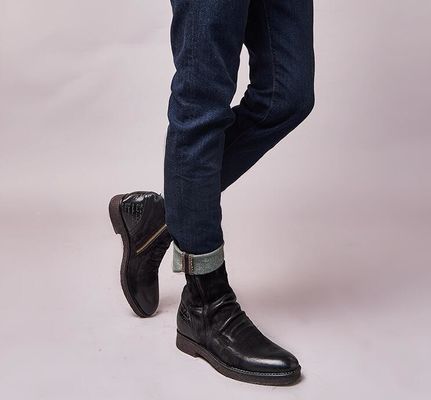 Goodyear รองเท้าบูทหนังสลัด รูปแบบเก่า ชาย Brogue รองเท้าบูทเชลซี