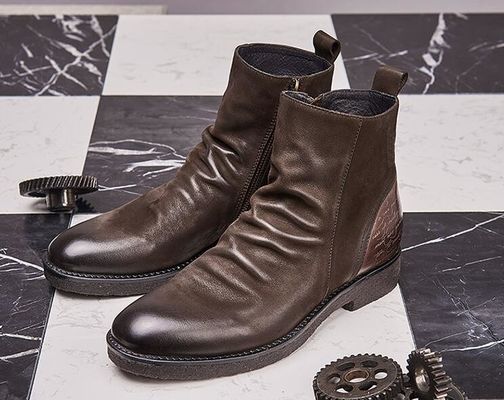 Goodyear รองเท้าบูทหนังสลัด รูปแบบเก่า ชาย Brogue รองเท้าบูทเชลซี
