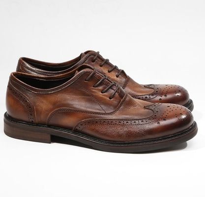แบรนด์ดีไซน์ ผู้ชาย สีหนัง รองเท้าชุด ส้นเท้า Oxford สีน้ําตาล สีเข็ม
