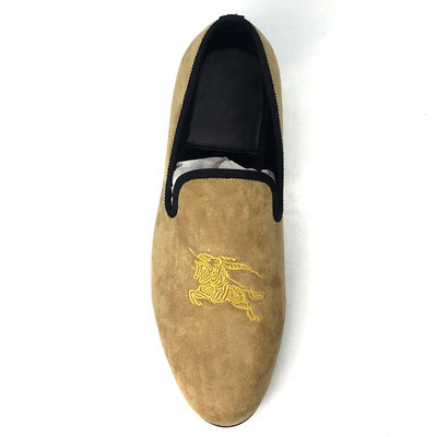 Tassel Mens Velvet Loafers สีขีดผ้าใบ