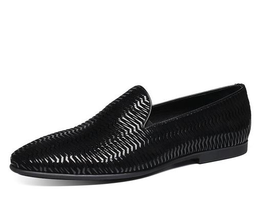 สีน้ําตาล อิตาลี หนัง Loafers ผู้ชาย หนัง Loafers เนื้อผงที่มีรูปคลื่น