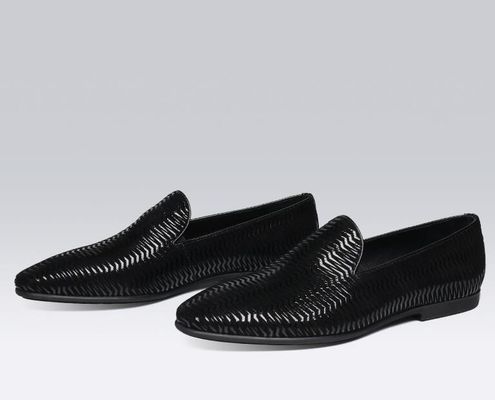 สีน้ําตาล อิตาลี หนัง Loafers ผู้ชาย หนัง Loafers เนื้อผงที่มีรูปคลื่น
