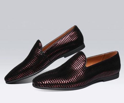 สีน้ําตาล อิตาลี หนัง Loafers ผู้ชาย หนัง Loafers เนื้อผงที่มีรูปคลื่น