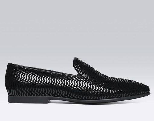 สีน้ําตาล อิตาลี หนัง Loafers ผู้ชาย หนัง Loafers เนื้อผงที่มีรูปคลื่น