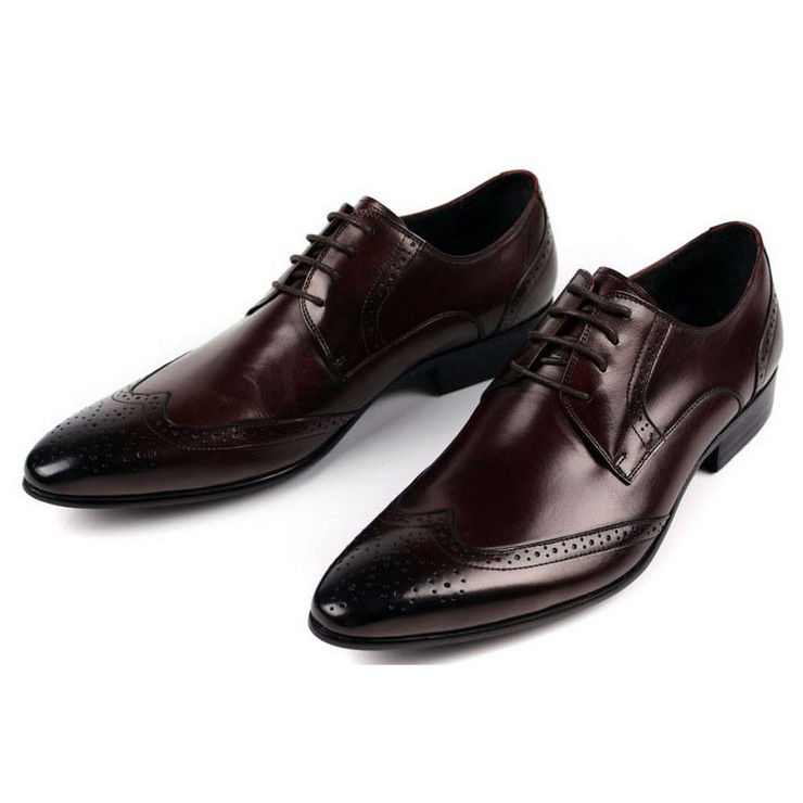 รองเท้าหนังส้นเต็มเมล็ด ผู้ชาย สไตล์ Brogue ดีไซน์ ผู้ชาย
