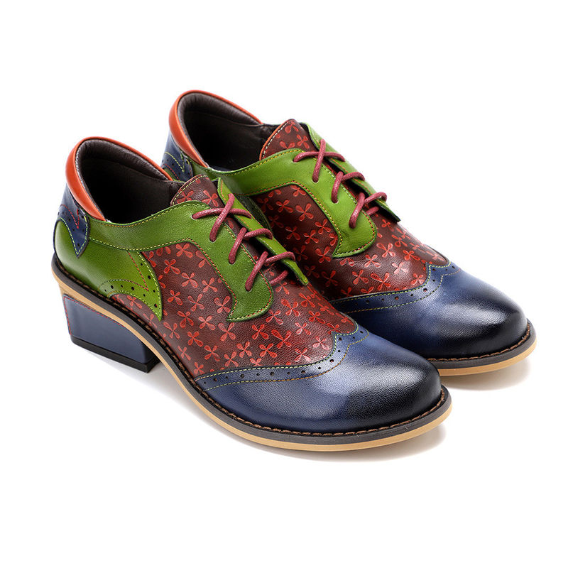รองเท้า Brogue Oxford ที่ทําด้วยมือ รองเท้าสวมผ้าใบ ผู้หญิง ขนาด 36-42